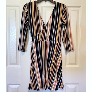 No Boundaries Size M Striped Long Sleeve V Neck Dress